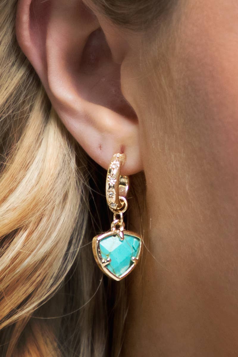 Natural Stone Triangle Earrings: Rose Quartz(RQ) / OS