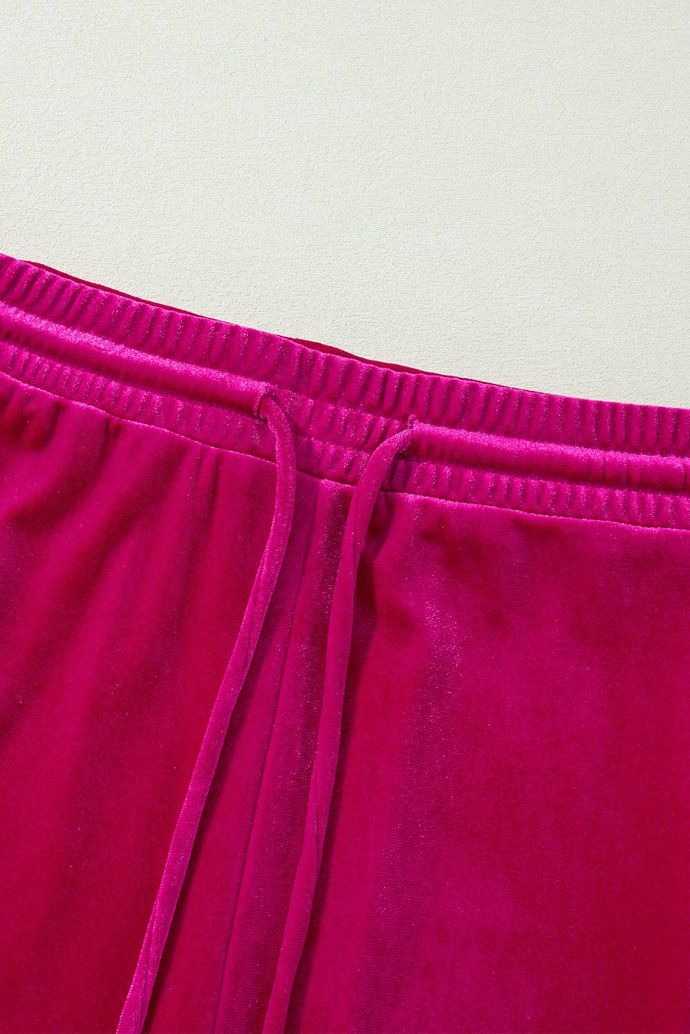 Solid Velvet Ruffle Top And Pants Set: Rose Red