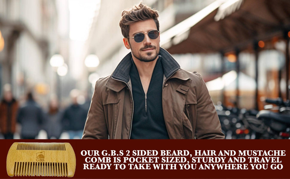 GENTS Fine Grooming Products 2 Sided Wooden Beard Comb