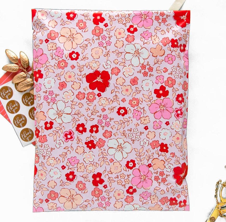 6x9 Pink Floral poly mailer