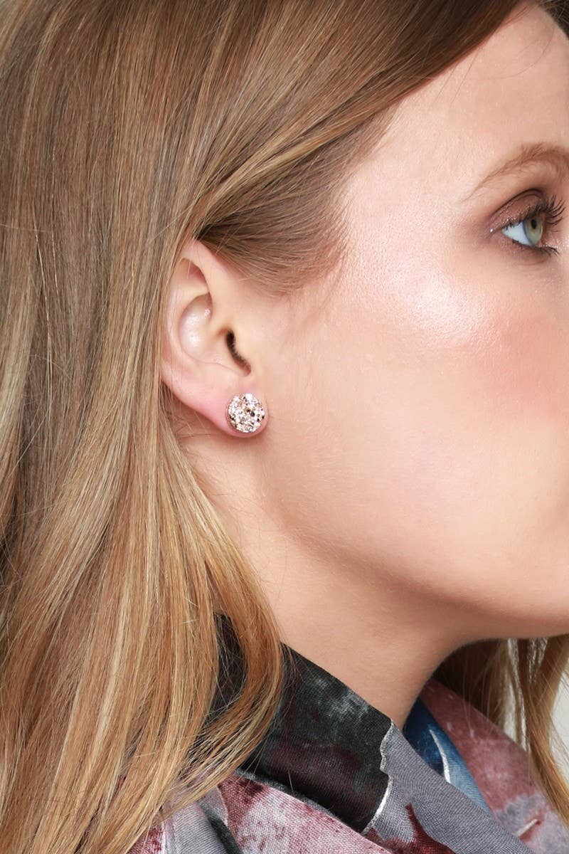 Round Drusy Post Earrings: Gold / OS