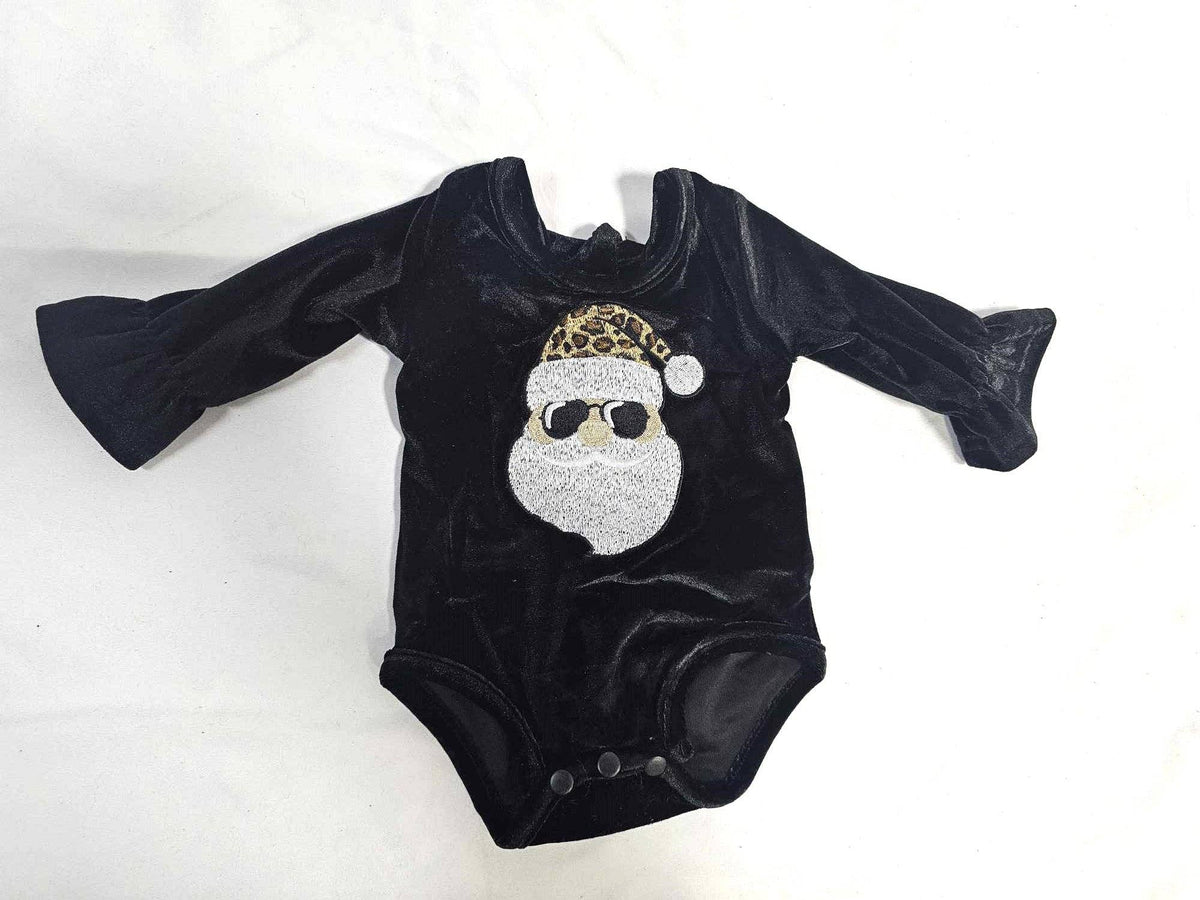 Baby Santa Velvet Onesie - Burgundy: Burgundy