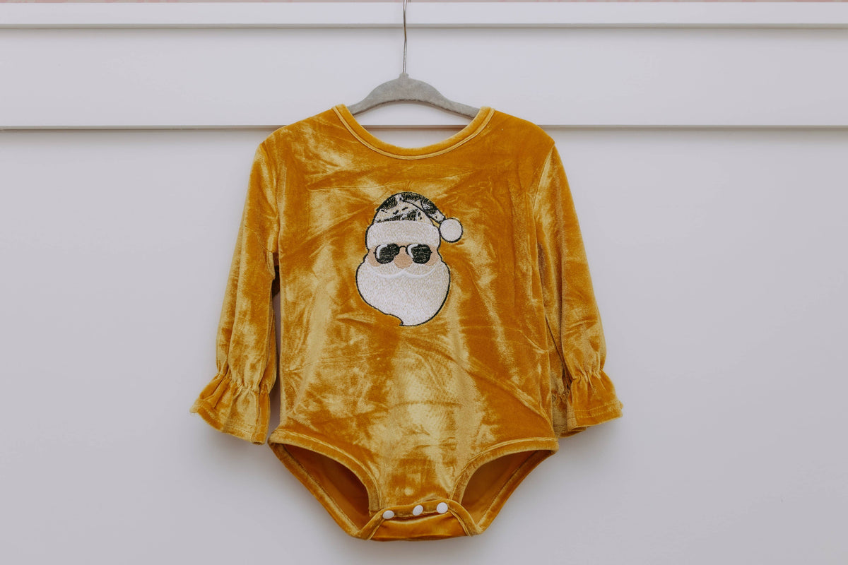 Baby Santa Velvet Onesie - Burgundy: Burgundy