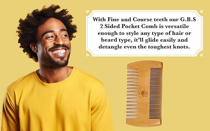 GENTS Fine Grooming Products 2 Sided Wooden Beard Comb