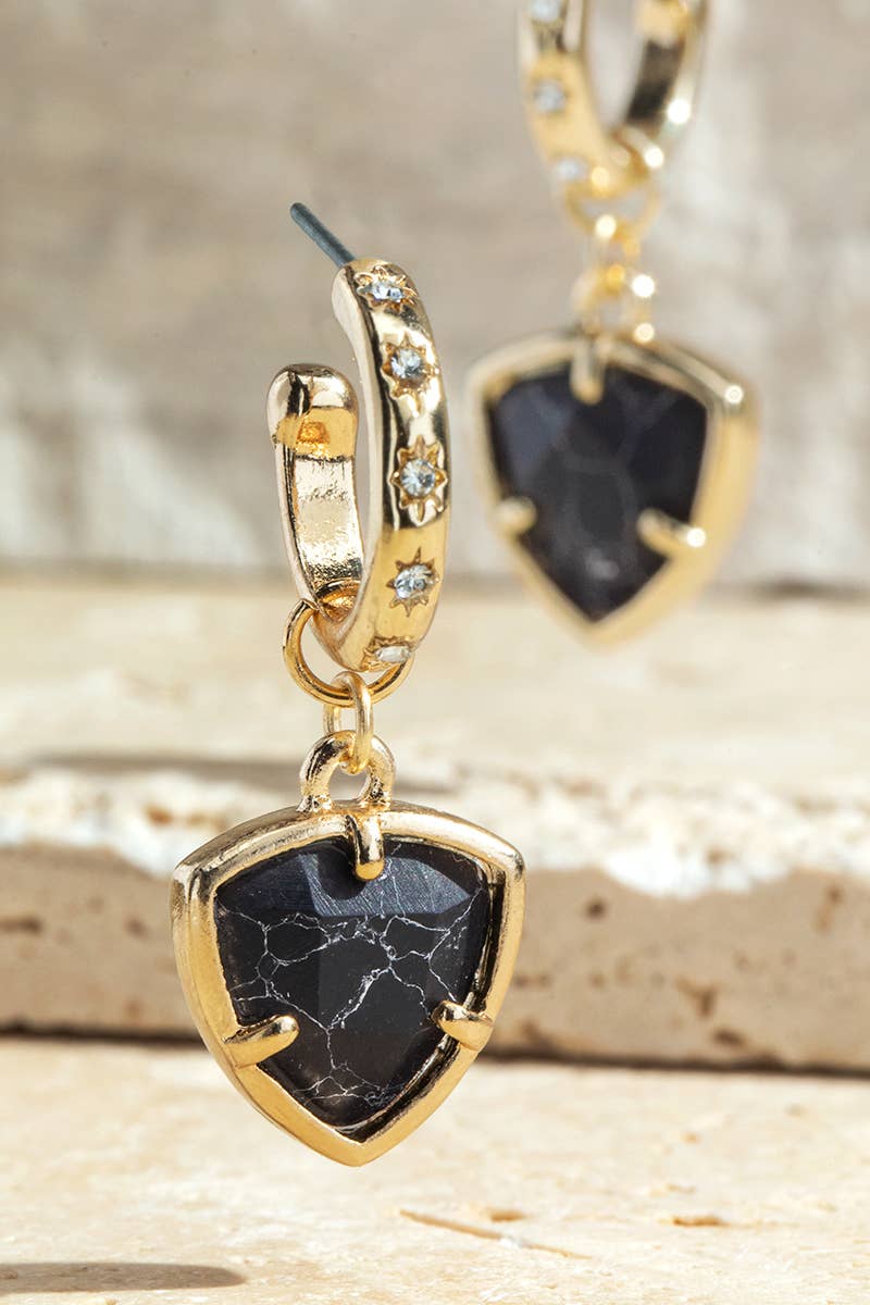 Natural Stone Triangle Earrings: Rose Quartz(RQ) / OS