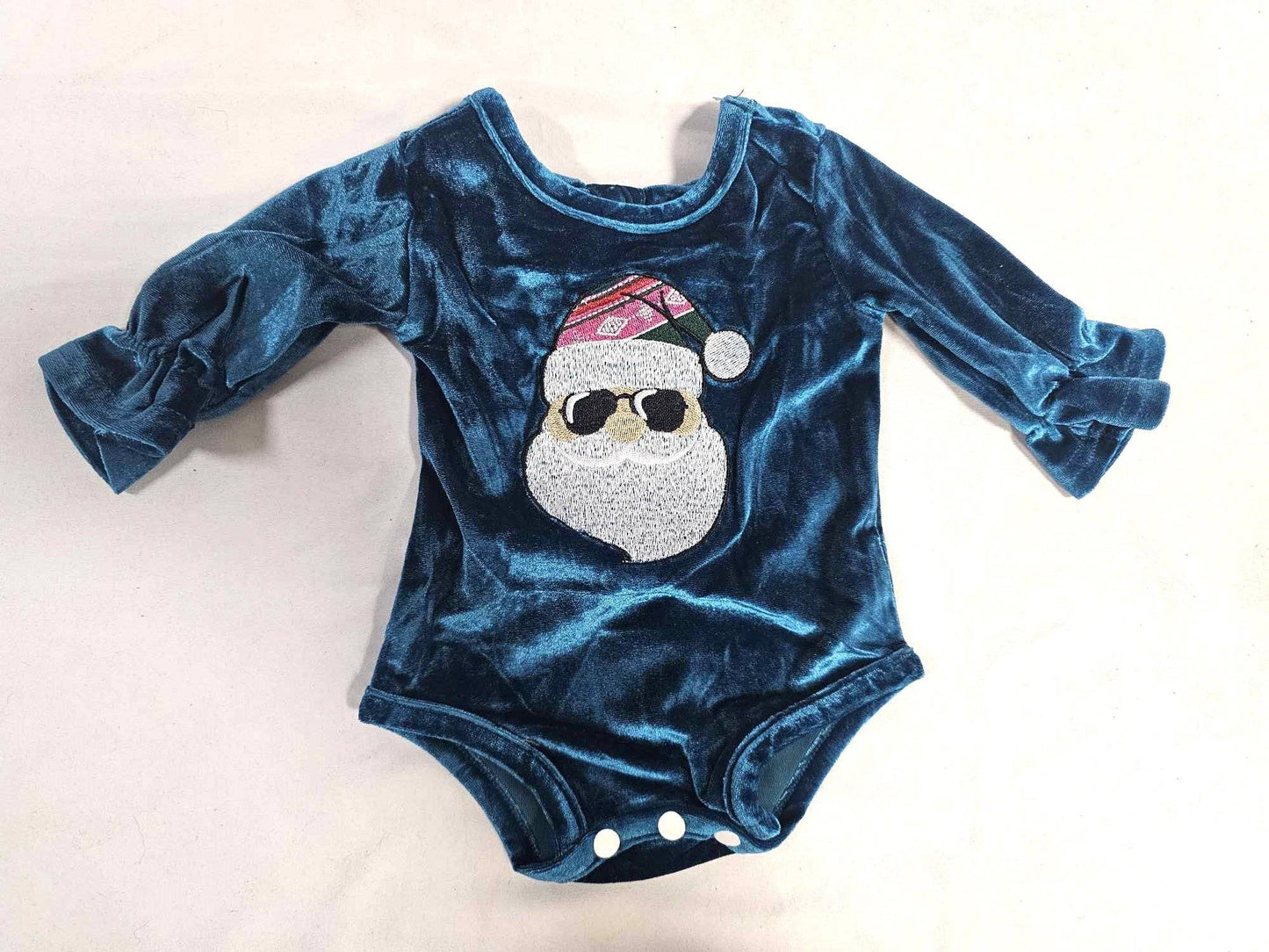 Baby Santa Velvet Onesie - Burgundy: Burgundy