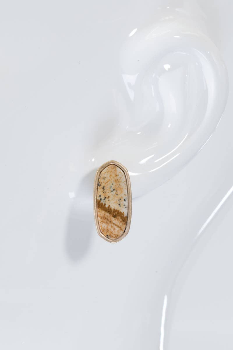 Natural Stone with Worn Metal Earrings