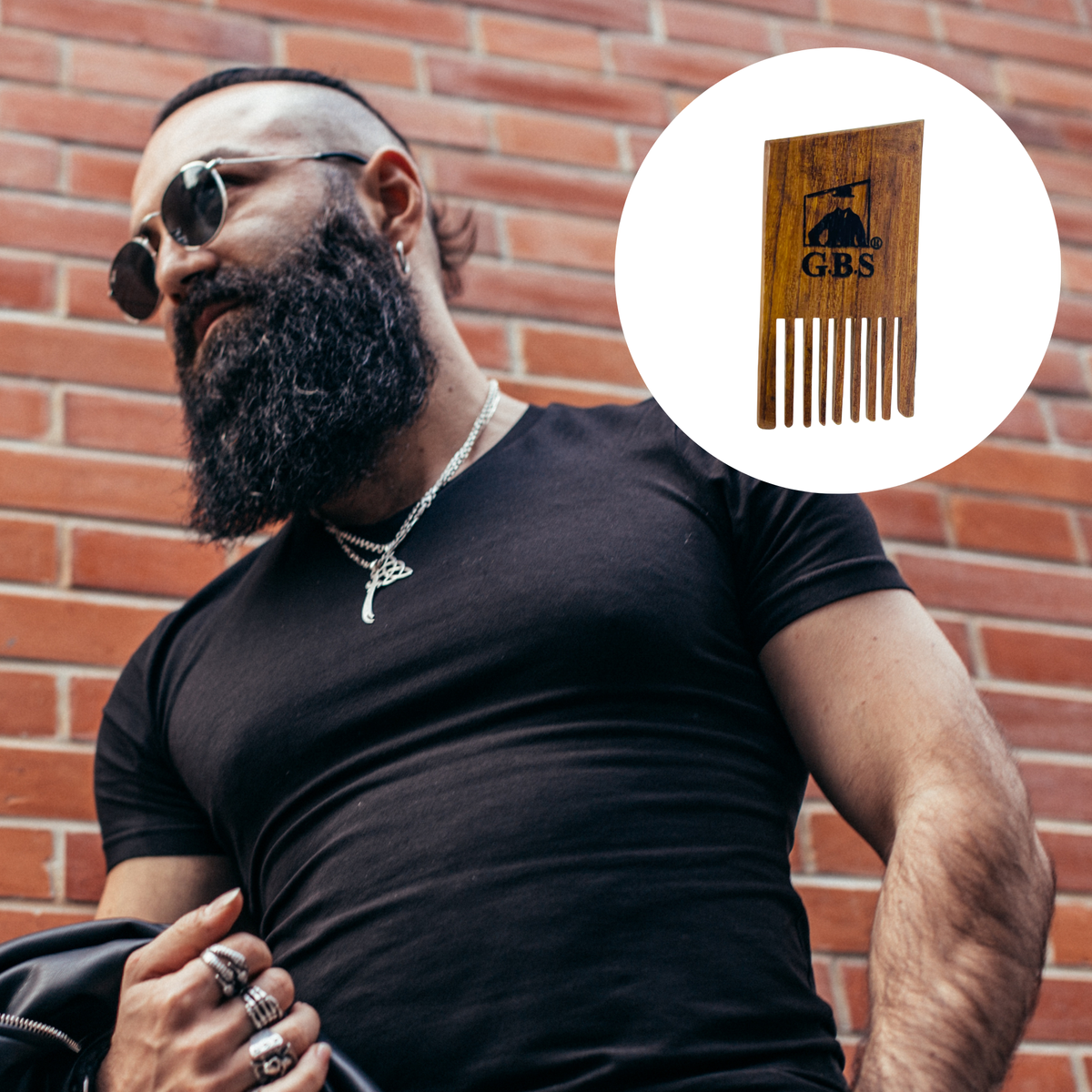 GBS Pocket Wood Beard Pick Comb