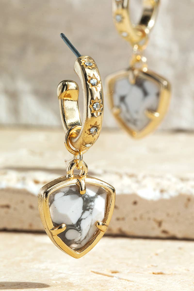 Natural Stone Triangle Earrings: Rose Quartz(RQ) / OS