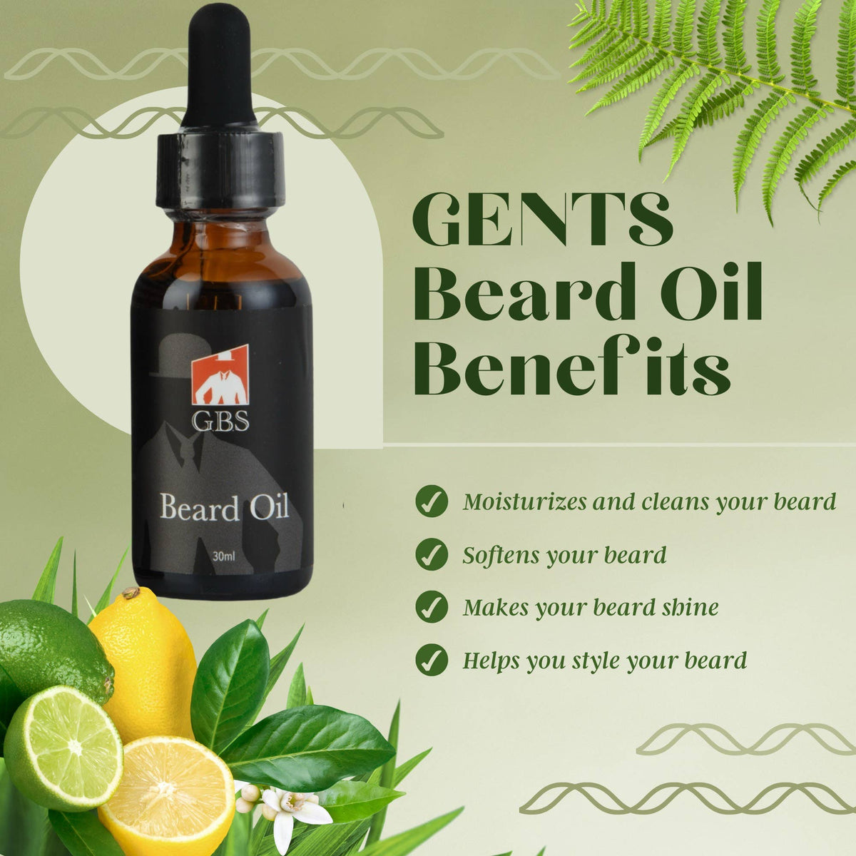 GENTS Beard Care Kit for Men with Faux Leather Travel Bag