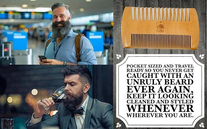 GENTS Fine Grooming Products 2 Sided Wooden Beard Comb