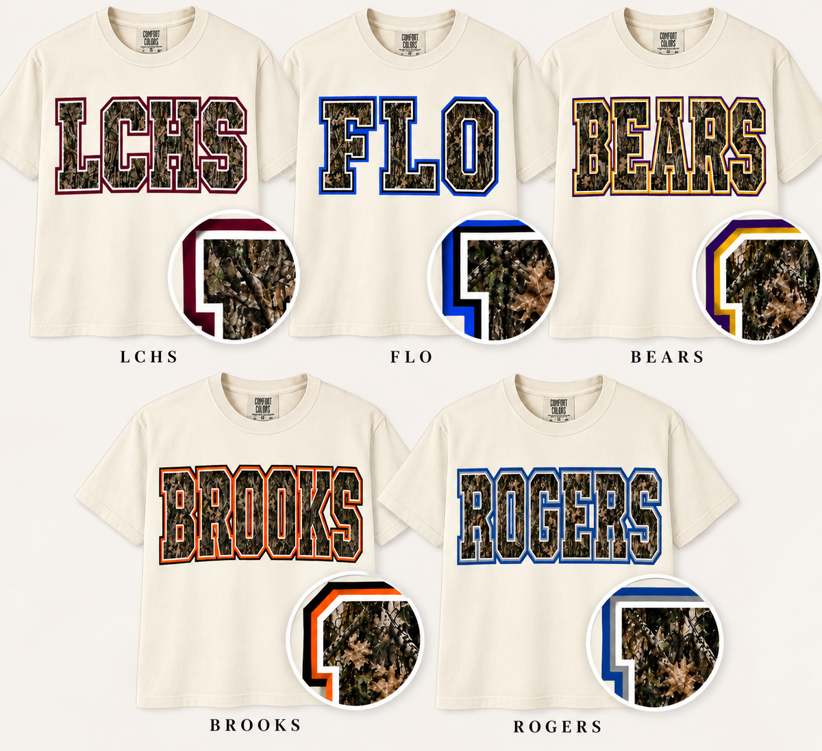 Local School Camo Comfort Color Tshirt