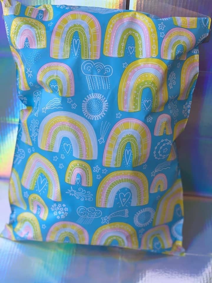 10x13 Blue Rainbow Poly mailers
