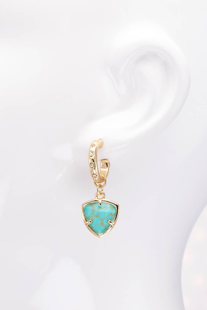 Natural Stone Triangle Earrings: Rose Quartz(RQ) / OS