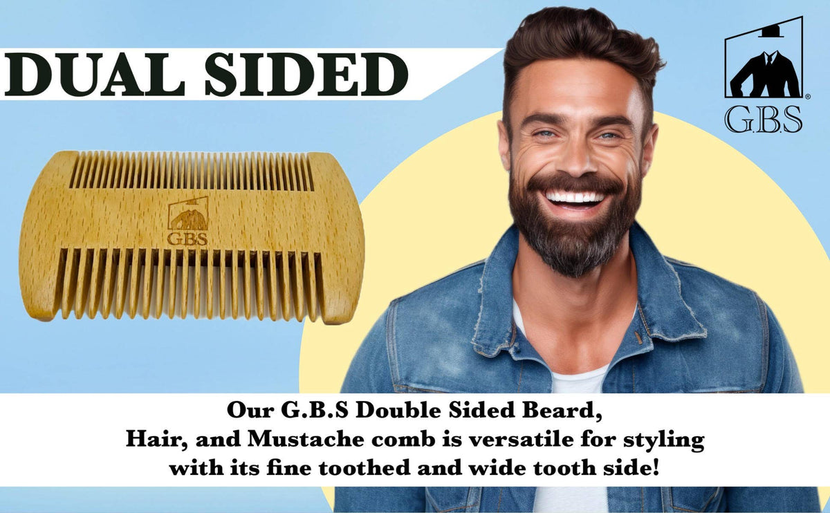 GENTS Fine Grooming Products 2 Sided Wooden Beard Comb