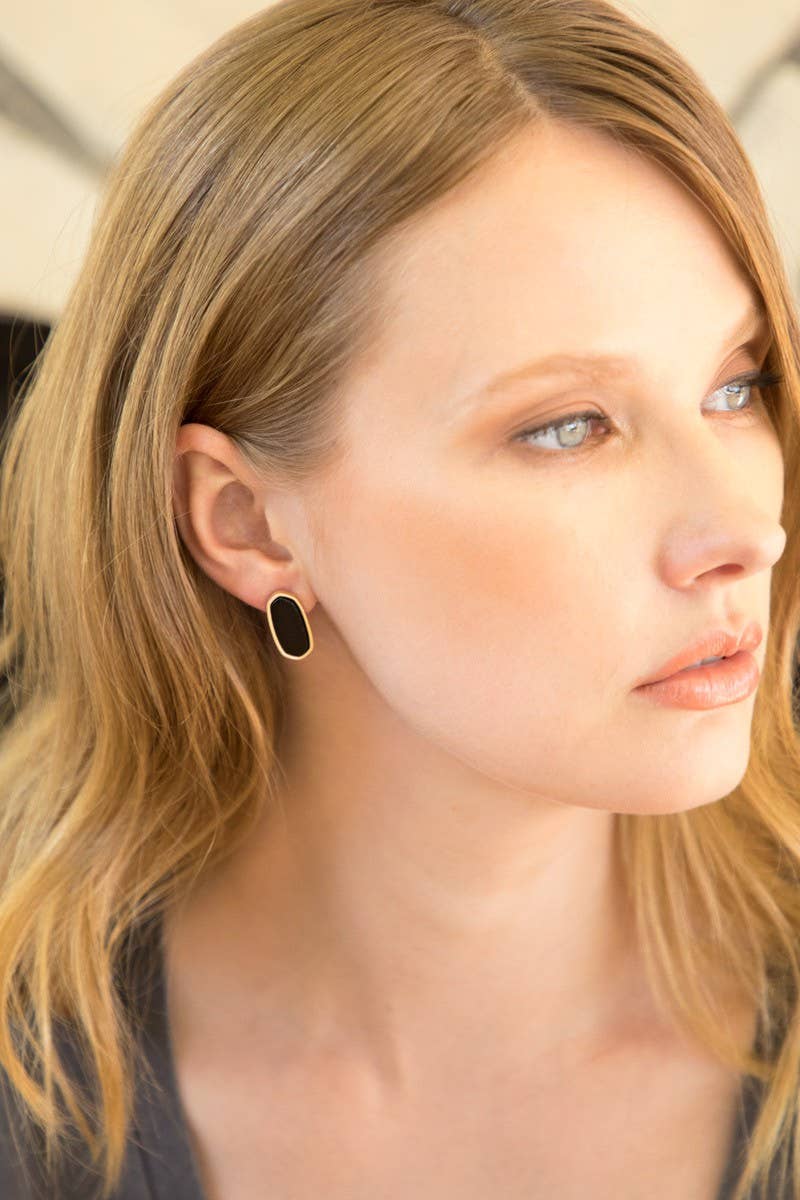 Natural Stone with Worn Metal Earrings