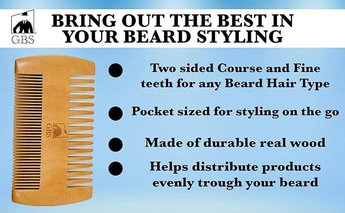 GENTS Fine Grooming Products 2 Sided Wooden Beard Comb