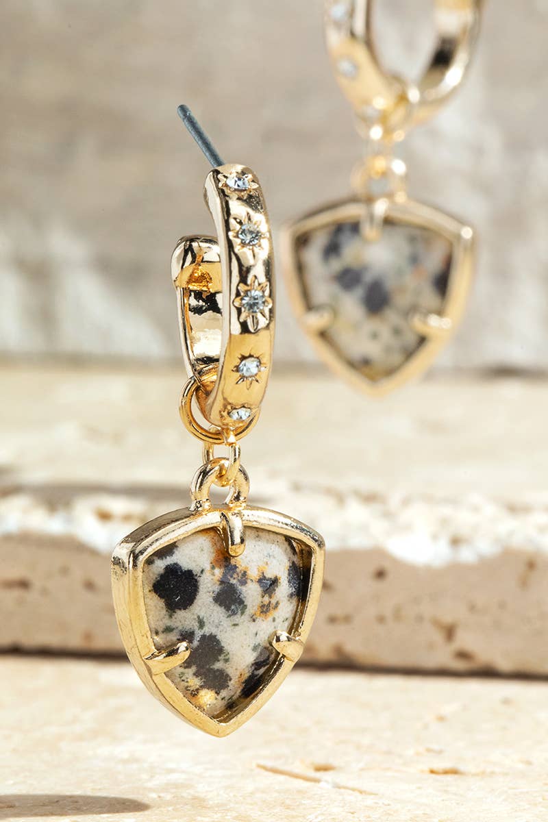 Natural Stone Triangle Earrings: Rose Quartz(RQ) / OS