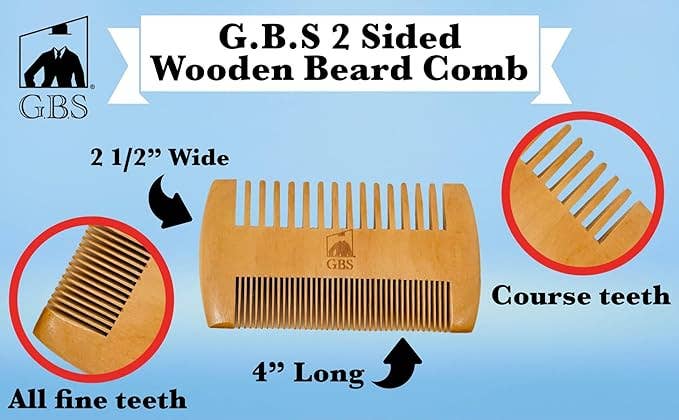 GENTS Fine Grooming Products 2 Sided Wooden Beard Comb