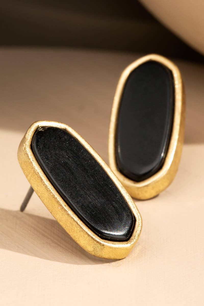 Natural Stone with Worn Metal Earrings