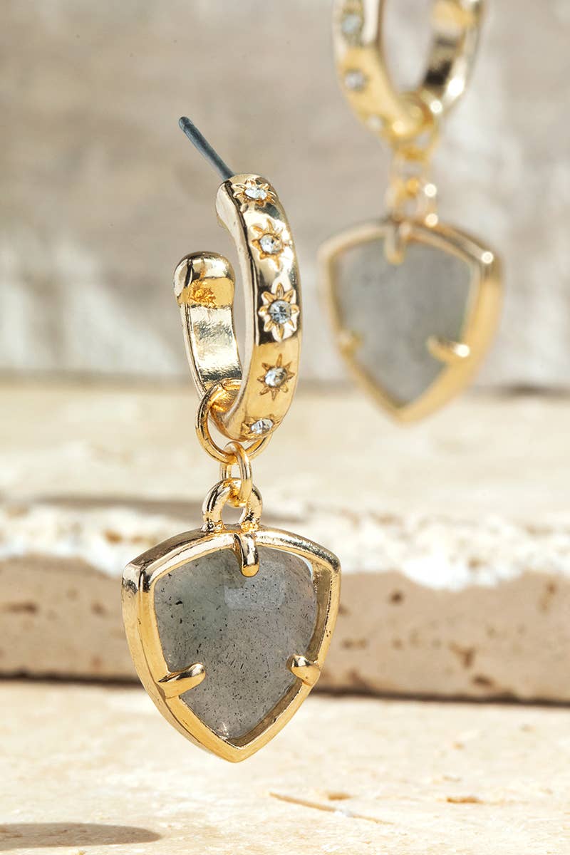 Natural Stone Triangle Earrings: Rose Quartz(RQ) / OS