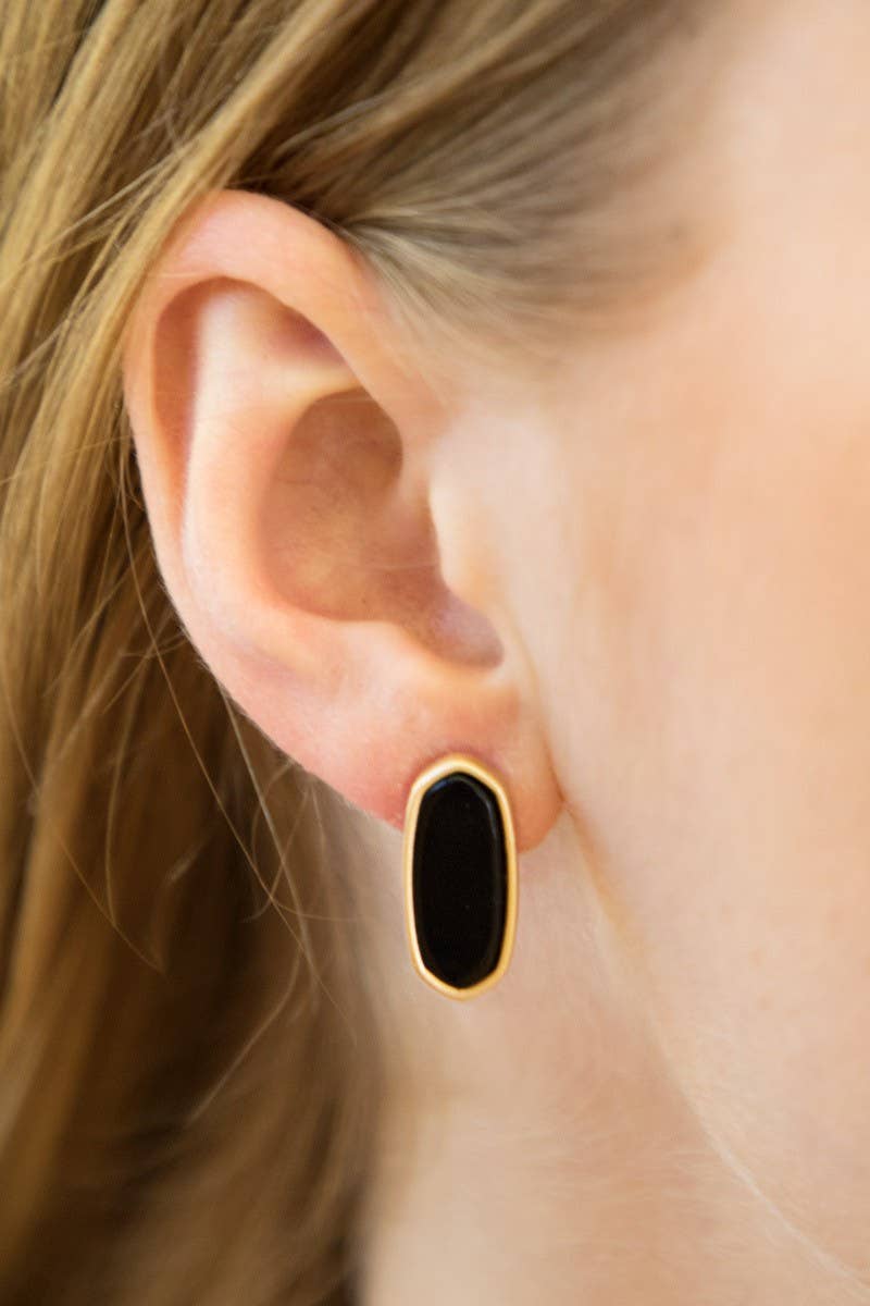 Natural Stone with Worn Metal Earrings